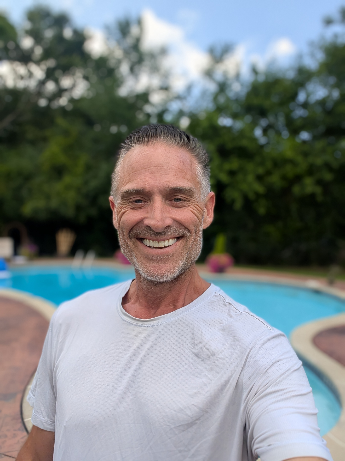 Todd, founder of Northville Skincare, in his backyard in Northville, Michigan.